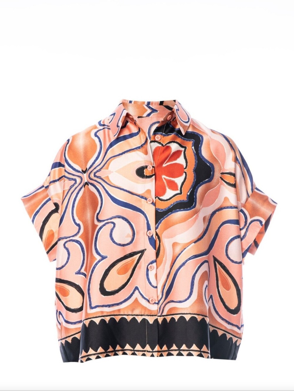 Societe Anonyme Peach and Navy Swirl Button-Up Top - Picture 7 of 9